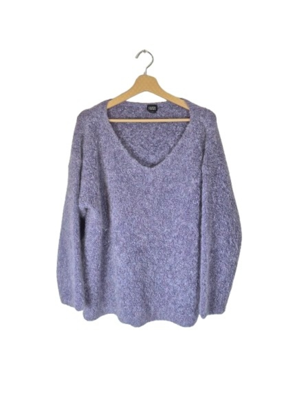 Eileen Fisher Merino Wool & Mohair Knit V-Neck Sweater Purple Size L